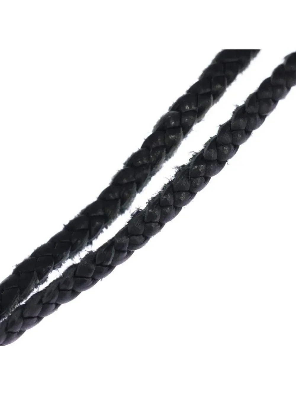 Chrome Hearts Leather Braid Scroll Necklace Black Silver